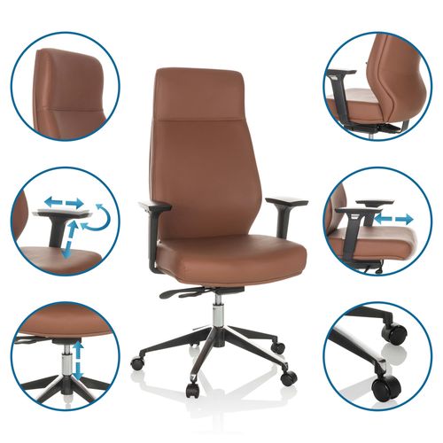 Fauteuil De Bureau Vitoro Eco Simili Marron Avec Accoudoirs (réglables En Hauteur)