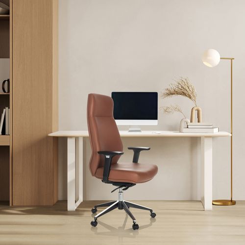 Fauteuil De Bureau Vitoro Eco Simili Marron Avec Accoudoirs (réglables En Hauteur)