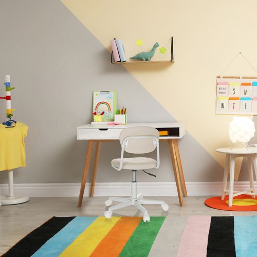 Chaise Pivotante Pour Des Enfants Kiddy Base I Tissu Beige Sans Accoudoirs