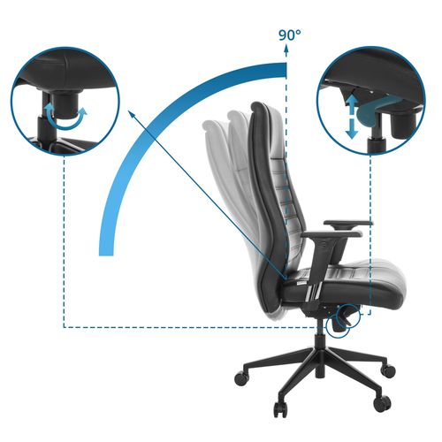 Fauteuil De Bureau Vitoro B Simili Noir Avec Accoudoirs (réglables En Hauteur)
