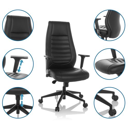 Fauteuil De Bureau Vitoro B Simili Noir Avec Accoudoirs (réglables En Hauteur)
