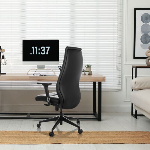 Fauteuil De Bureau Vitoro B Simili Noir Avec Accoudoirs (réglables En Hauteur)