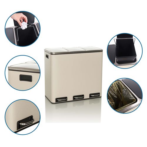 Poubelle Clean 9 Tôle En Acier Beige