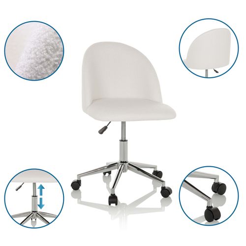 Chaise De Bureau Solao Ted Tissu Blanc Sans Accoudoirs