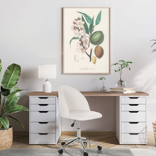 Chaise De Bureau Solao Ted Tissu Blanc Sans Accoudoirs
