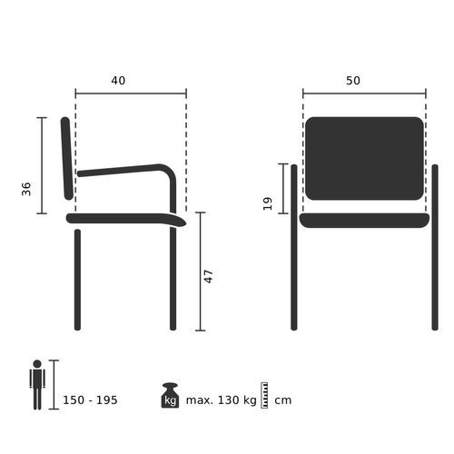 Chaise Zanta B Pu Simili Noir Accoudoirs Compris