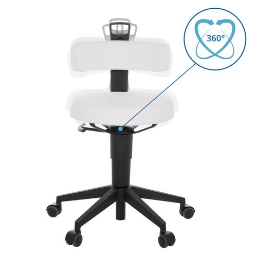 Tabouret Pivotant Top Work Flex Pu Simili Blanc Sans Accoudoirs