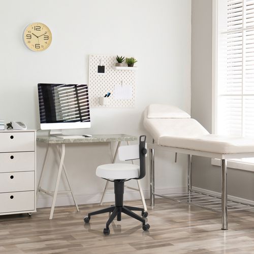 Tabouret Pivotant Top Work Flex Pu Simili Blanc Sans Accoudoirs