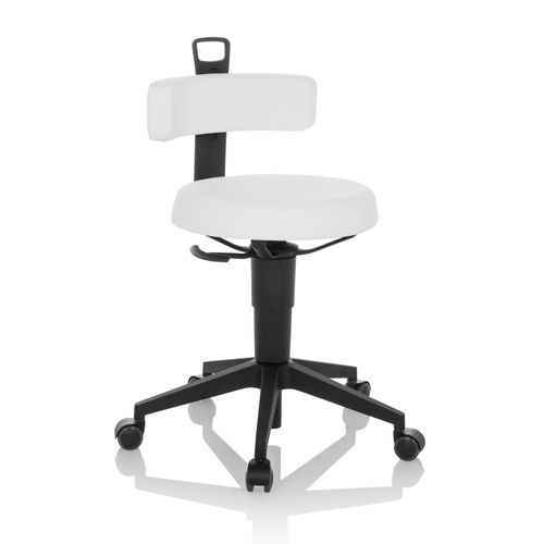 Tabouret Pivotant Top Work Flex Pu Simili Blanc Sans Accoudoirs