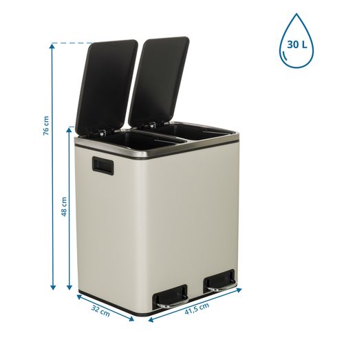 Poubelle Clean 9 Tôle En Acier Beige