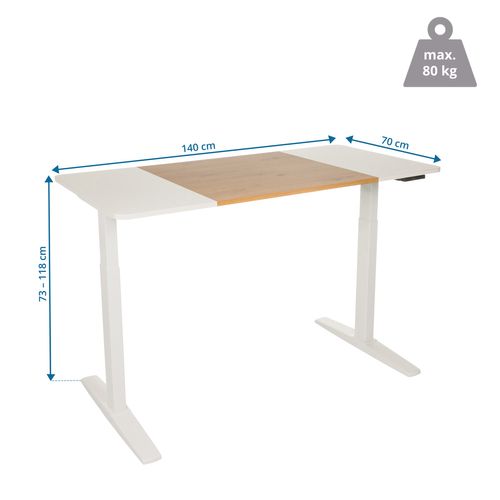 Bureau Stand T3 Panneau Mdf, Cadre En Acier Blanc/chêne
