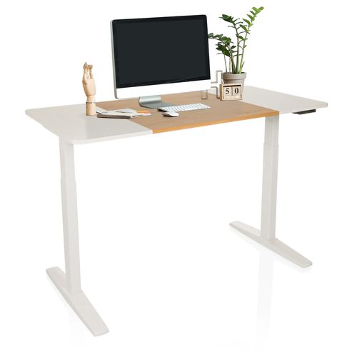 Bureau Stand T3 Panneau Mdf, Cadre En Acier Blanc/chêne
