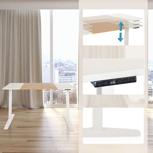 Bureau Stand T3 Panneau Mdf, Cadre En Acier Blanc/chêne