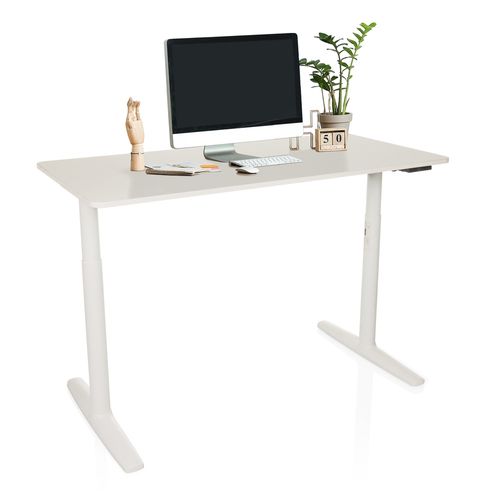 Bureau Stand Pro Panneau Mdf, Cadre En Acier Blanc