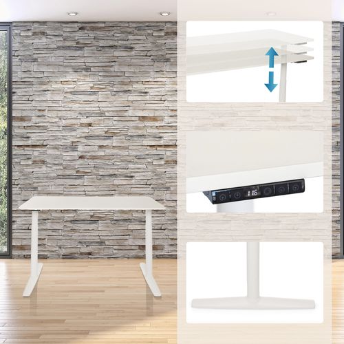 Bureau Stand Pro Panneau Mdf, Cadre En Acier Blanc