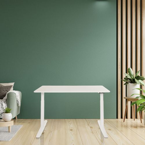 Bureau Stand Pro Panneau Mdf, Cadre En Acier Blanc