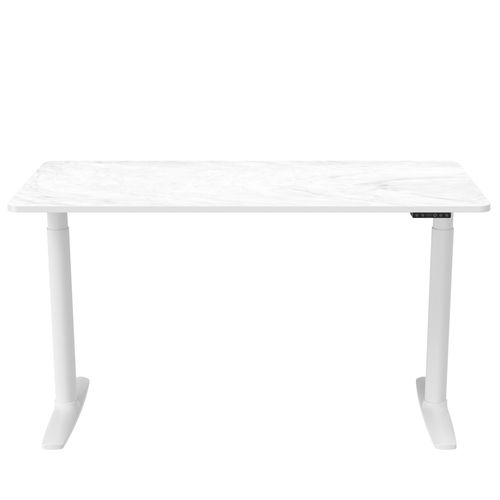 Bureau Stand Pro Panneau Mdf, Cadre En Acier Blanc/marbre