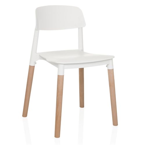 Chaise à Quatre Pieds Scandi E Plastique Blanc Sans Accoudoirs