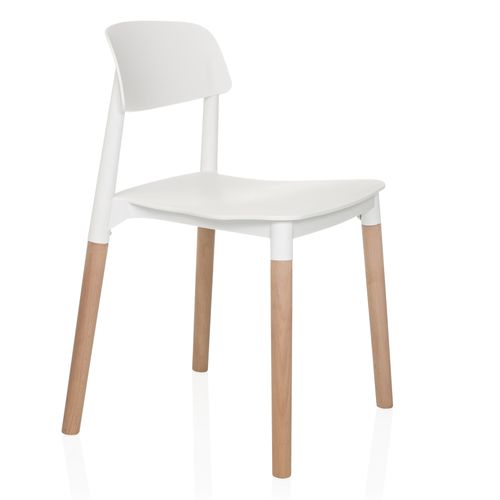 Chaise à Quatre Pieds Scandi E Plastique Blanc Sans Accoudoirs