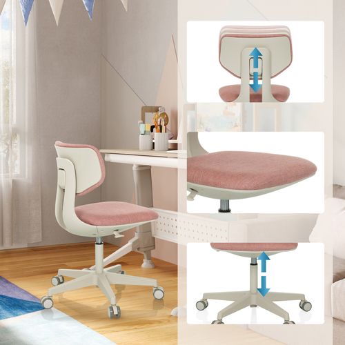 Chaise Pivotante Pour Des Enfants Kid Classic Tissu Rose Sans Accoudoirs