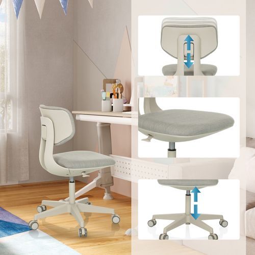 Chaise Pivotante Pour Des Enfants Kid Classic Tissu Gris Sans Accoudoirs