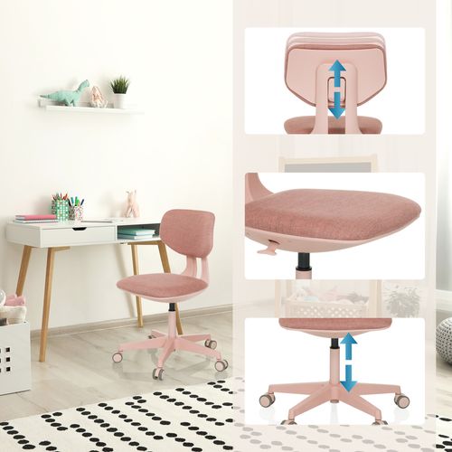Chaise Pivotante Pour Des Enfants Kid Colore Tissu Rose Sans Accoudoirs