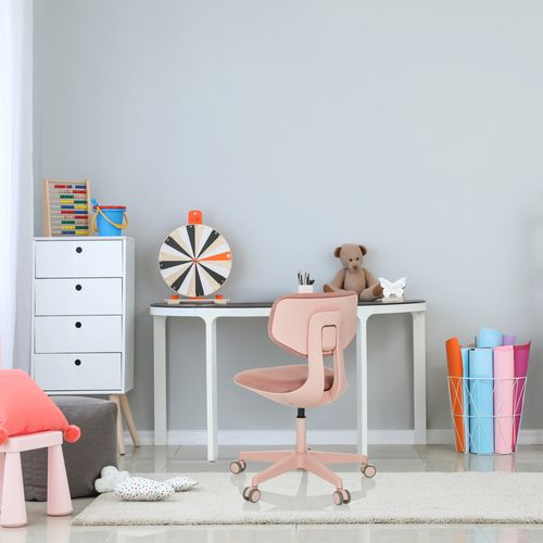 Chaise Pivotante Pour Des Enfants Kid Colore Tissu Rose Sans Accoudoirs