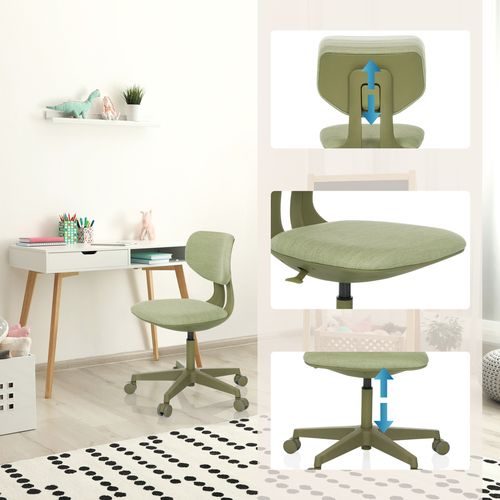 Chaise Pivotante Pour Des Enfants Kid Colore Tissu Vert Sans Accoudoirs