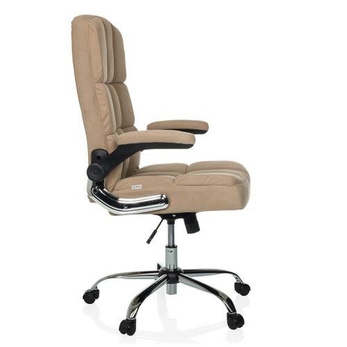 Chaise De Bureau Relax Wd 100 Tissu Beige Avec Accoudoirs Rabattables