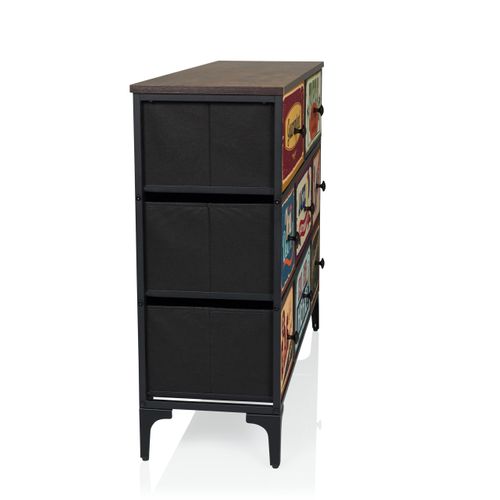 Commode 8 Tiroirs Ameriko B Motif Panneau Mdf, Revêtement Mélaminé