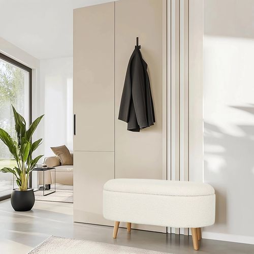 Bout De Lit Rembourré Storiano Tissu - Blanc