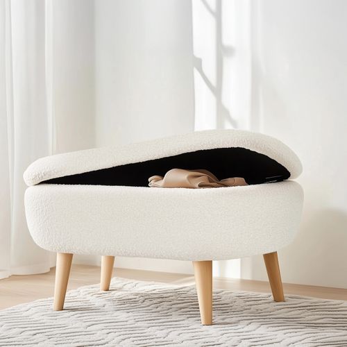 Bout De Lit Rembourré Storiano Tissu - Blanc