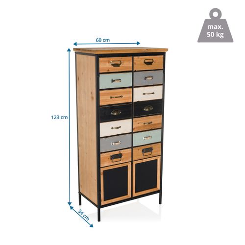 Commode Rangement 2 Portes Continento High Couleur Bois Foncé Bois