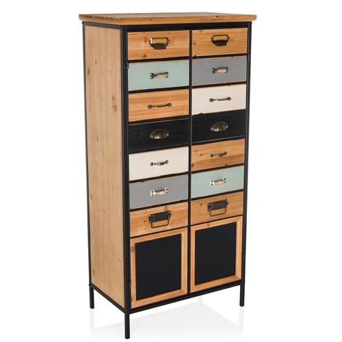 Commode Rangement 2 Portes Continento High Couleur Bois Foncé Bois