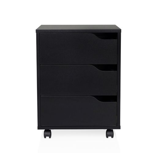 Caisson Sur Roulettes Organiser Panneau De Particules Revêtu De Mélamine Noir