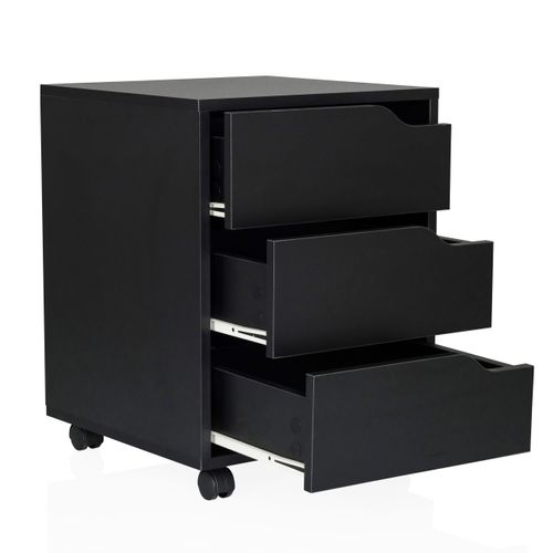 Caisson Sur Roulettes Organiser Panneau De Particules Revêtu De Mélamine Noir