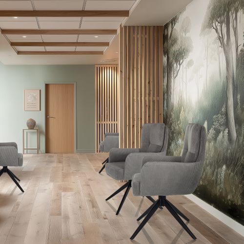 Chaise Rembourrée Tarugo Tissu Gris Accoudoirs Compris