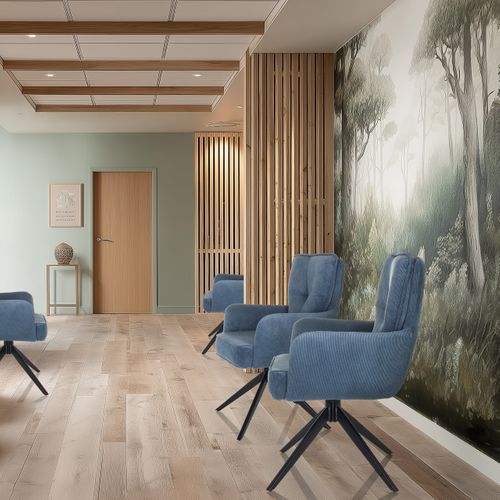 Chaise Rembourrée Tarugo Tissu Bleu Accoudoirs Compris