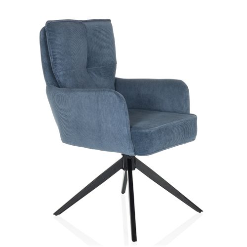 Chaise Rembourrée Tarugo Tissu Bleu Accoudoirs Compris