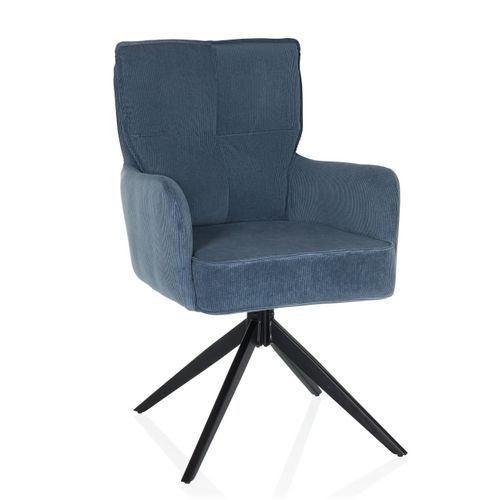 Chaise Rembourrée Tarugo Tissu Bleu Accoudoirs Compris