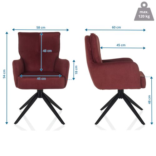Chaise Rembourrée Tarugo Tissu Accoudoirs Compris