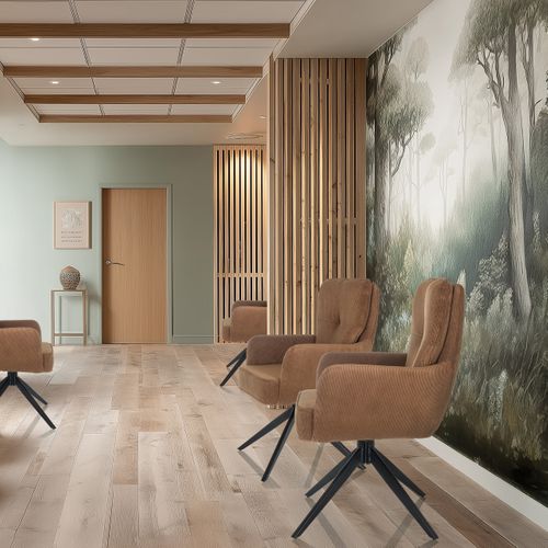 Chaise Rembourrée Tarugo Tissu Marron Accoudoirs Compris