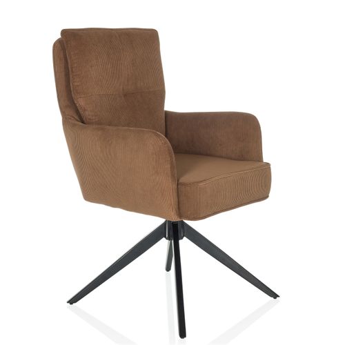 Chaise Rembourrée Tarugo Tissu Marron Accoudoirs Compris