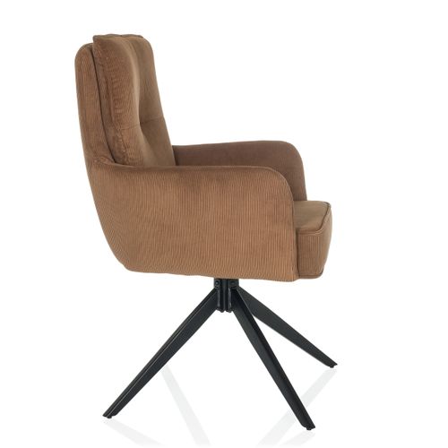 Chaise Rembourrée Tarugo Tissu Marron Accoudoirs Compris