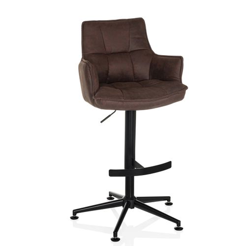 Tabouret De Bar Solao Life High Microfibre Marron Accoudoirs Compris