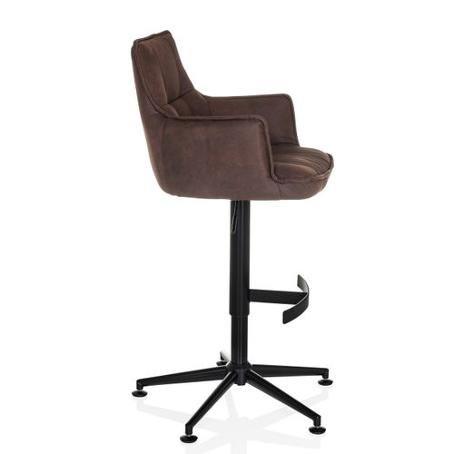 Tabouret De Bar Solao Life High Microfibre Marron Accoudoirs Compris