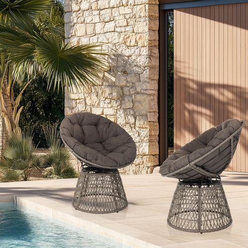 Chaise D'extérieur Weavora Tissu, Rotin Pe, Fer Gris