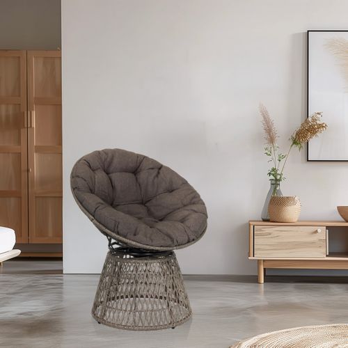 Chaise D'extérieur Weavora Tissu, Rotin Pe, Fer Gris