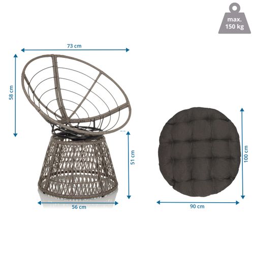 Chaise D'extérieur Weavora Tissu, Rotin Pe, Fer Gris