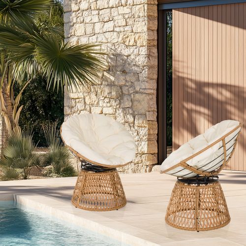 Chaise D'extérieur Weavora Tissu, Rotin Pe, Fer Beige